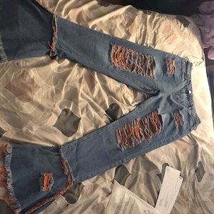 Blue and orange pants and bellbottoms